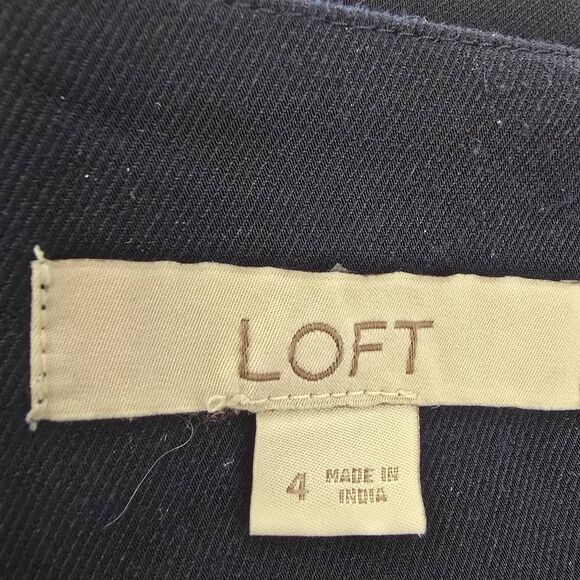 Loft Navy Faux Wrap Pleated/Belted Lined Skirt, Knee Length, NWOT, sz. 4 - Picture 13 of 13